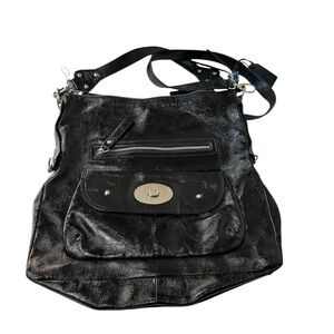 Blaser Designer Black Patent Leather Large Hobo Shoulder Bag Crossbody